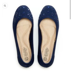 HARBORSIDES memory foam Round Toe Crystal Gem Knit Flats slip on sz 8M